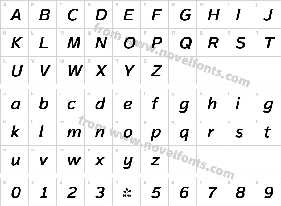 FSP DEMO Magnum Sans Semibold Ital ItalicCharacter Map