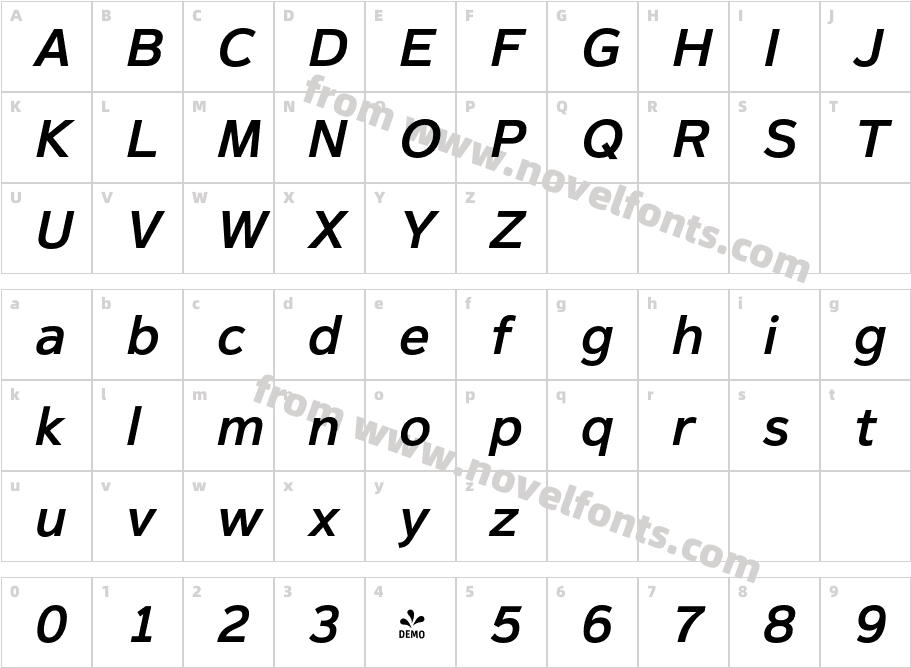 FSP DEMO Magnum Sans Semibold Obliq ItalicCharacter Map