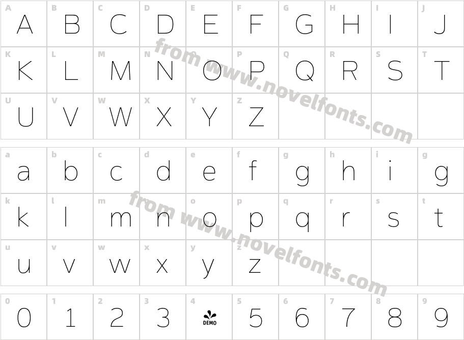 FSP DEMO Magnum Sans Thin RegularCharacter Map