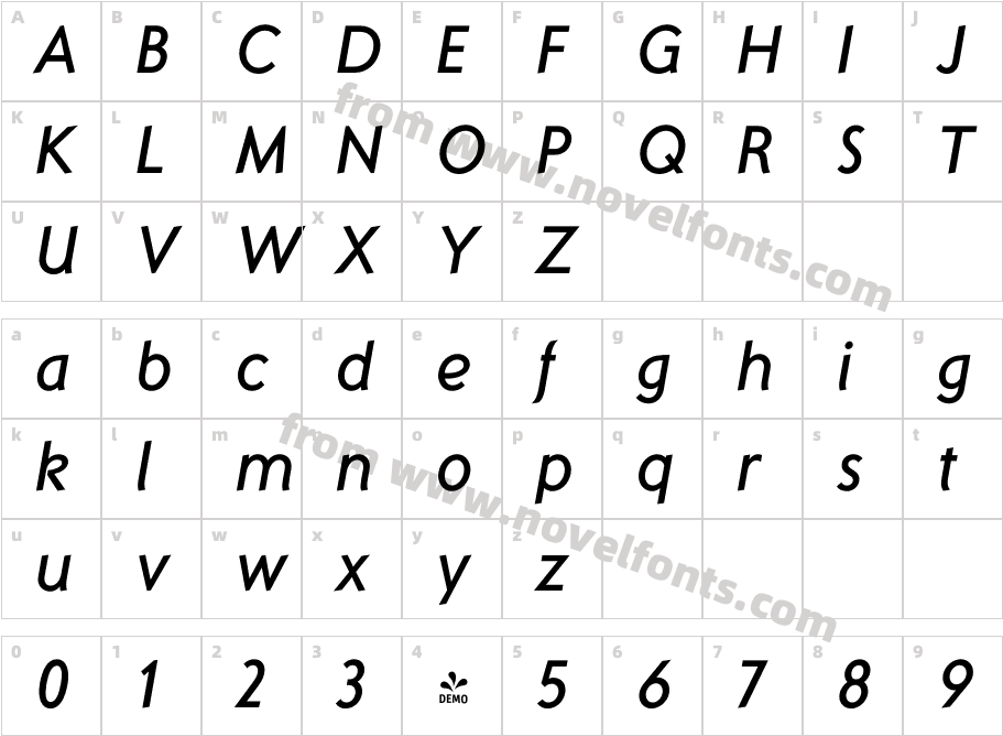 FSP DEMO Mancunium Medium ItalicCharacter Map
