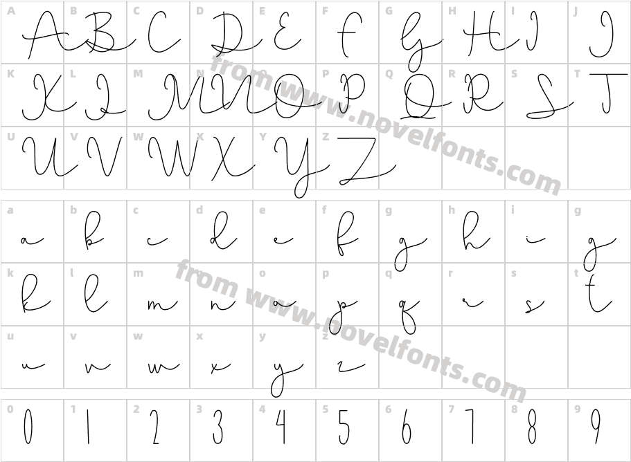 LovelyMonolineRegularCharacter Map