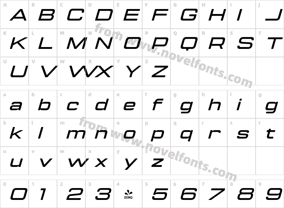 FSP DEMO Manifold Extended CF Bold ItalicCharacter Map