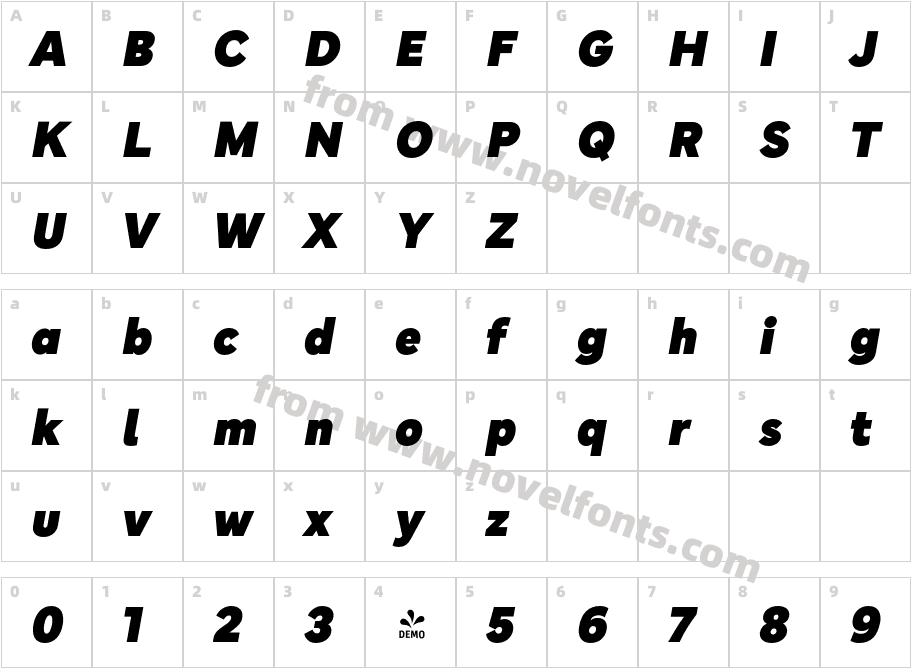 FSP DEMO Mundial Narrow Extra Black ItalicCharacter Map