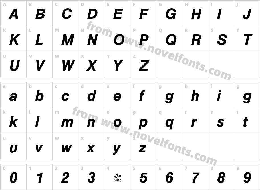 FSP DEMO Nimbus San Bold ItalicCharacter Map