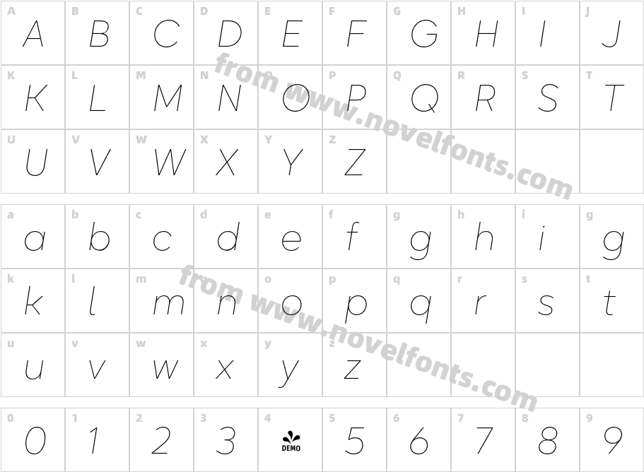 FSP DEMO Oktah Neue Extra Light ItalicCharacter Map
