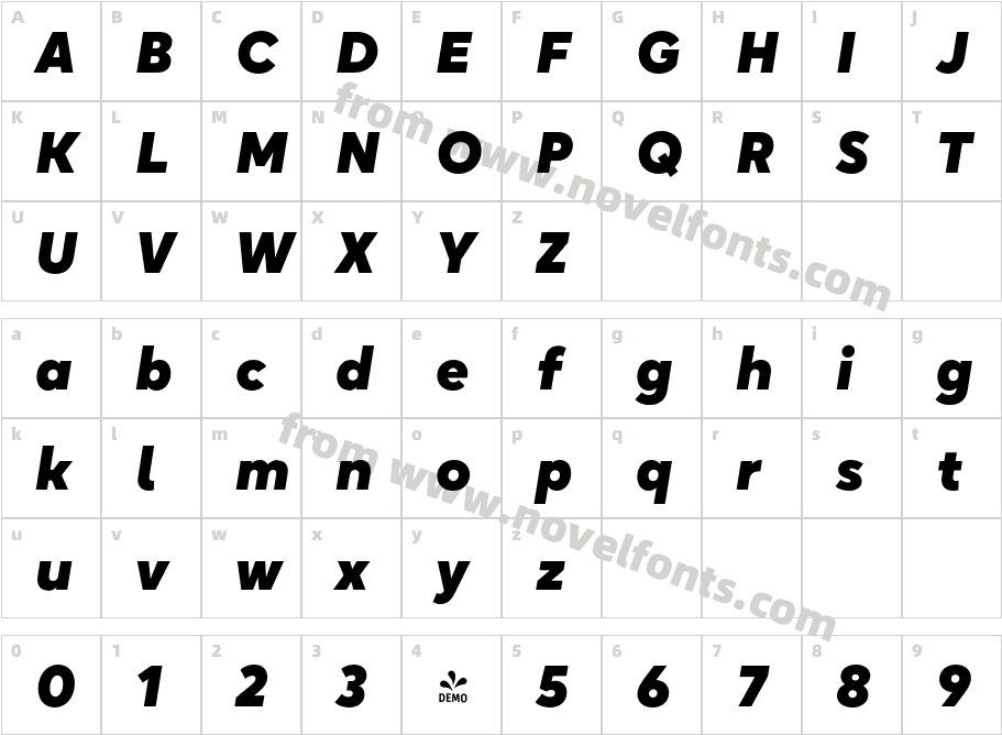 FSP DEMO Oktah Neue Heavy ItalicCharacter Map