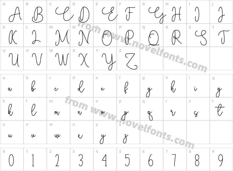 LoveyouMonolineRegularCharacter Map