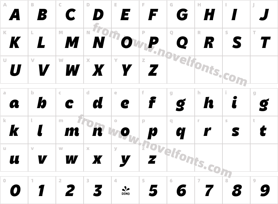 FSP DEMO Parsone Black ItalicCharacter Map