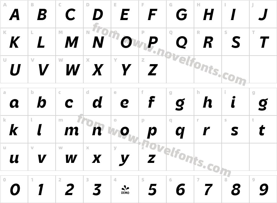 FSP DEMO Parsone Bold ItalicCharacter Map