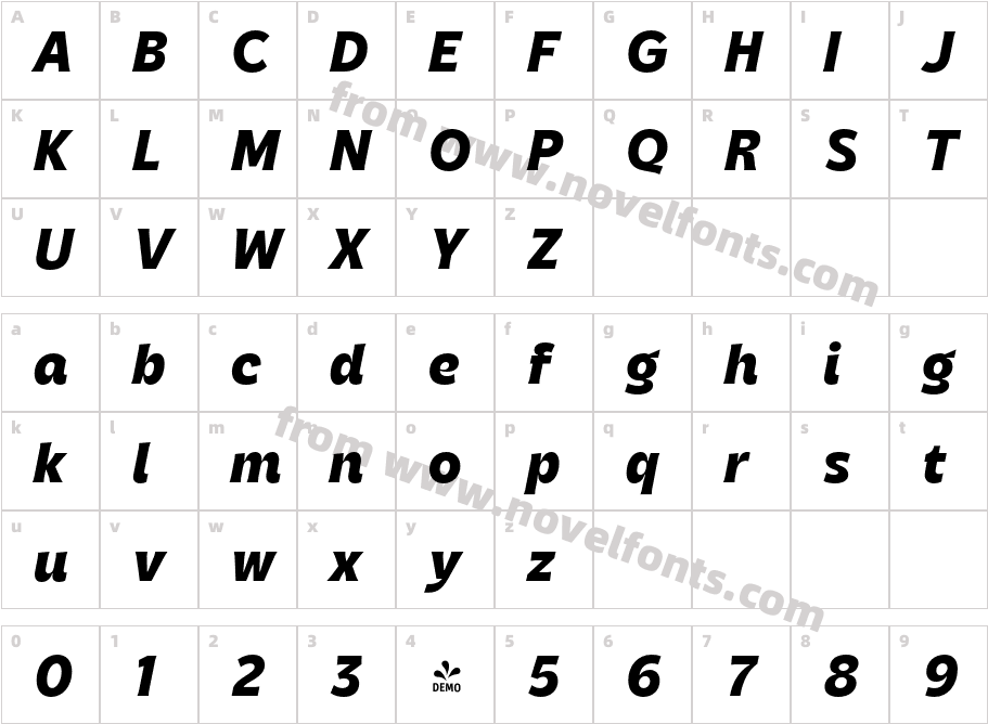 FSP DEMO Parsone Ext Bd ItalicCharacter Map