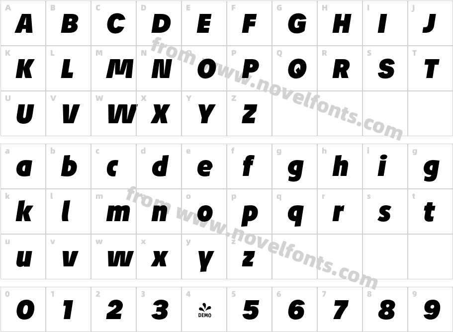FSP DEMO Petermann Black Ita Bold ItalicCharacter Map