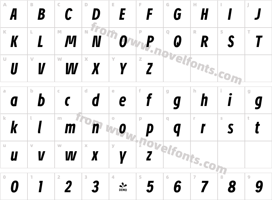 FSP DEMO Petermann Cond Ita Bold ItalicCharacter Map