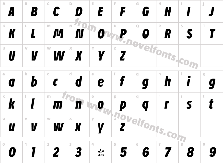 FSP DEMO Petermann Ext Bd Cond Ita Bold ItalicCharacter Map