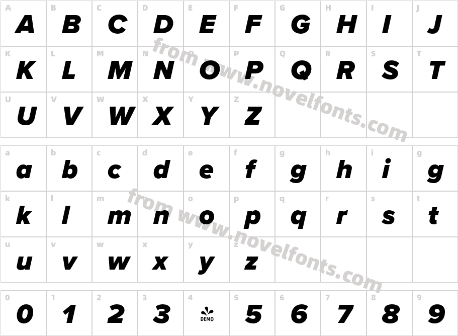 FSP DEMO Proxima Nova Black ItalicCharacter Map