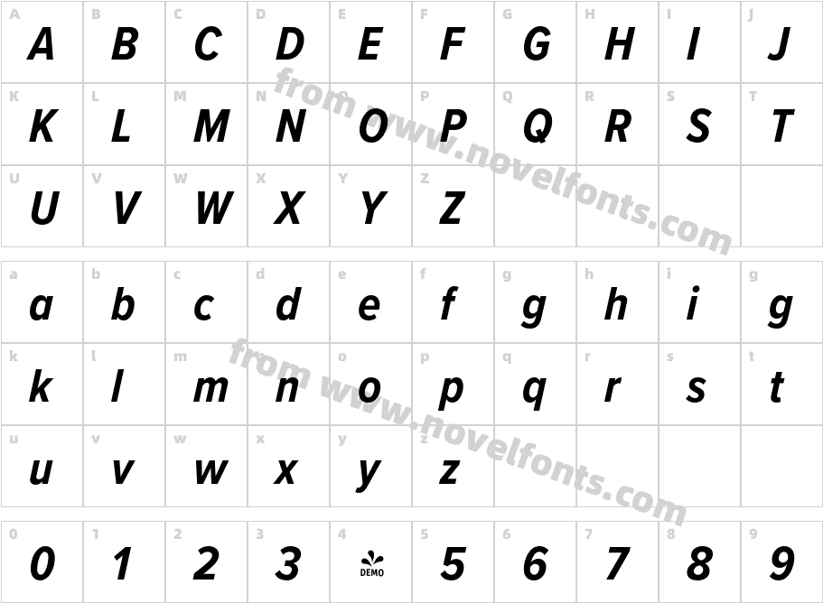 FSP DEMO Proxima Nova Cond Bold ItalicCharacter Map