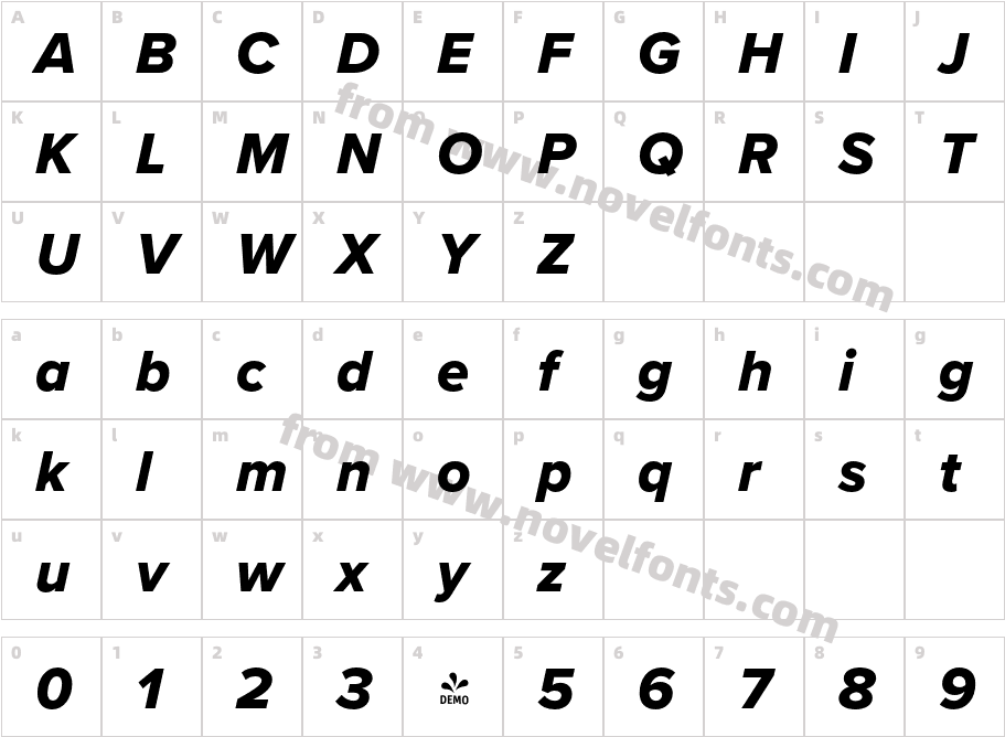 FSP DEMO Proxima Nova Extrabold ItalicCharacter Map