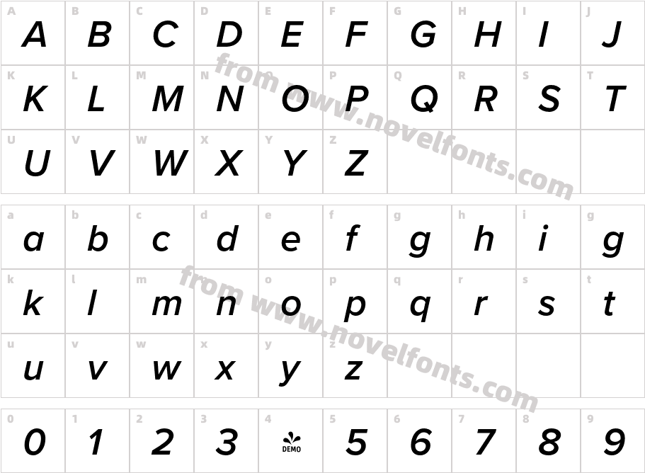 FSP DEMO Proxima Nova Semibold ItalicCharacter Map