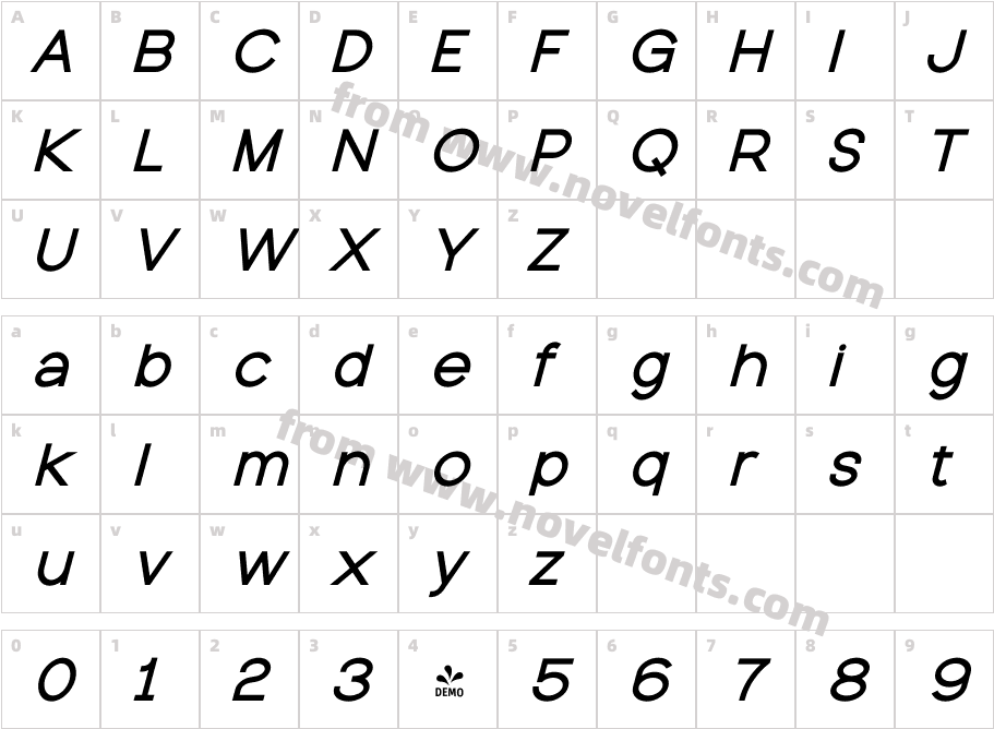 FSP DEMO Quasar Black Italic RegularCharacter Map
