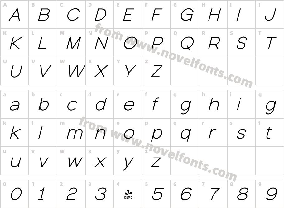 FSP DEMO Quasar ItalicCharacter Map