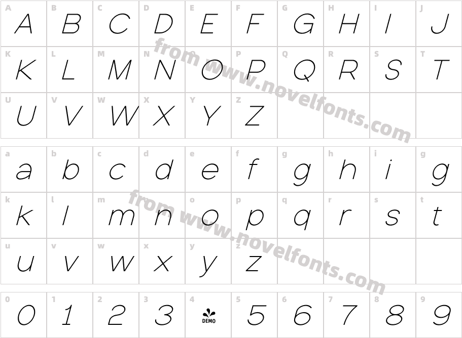 FSP DEMO Quasar Light Italic RegularCharacter Map