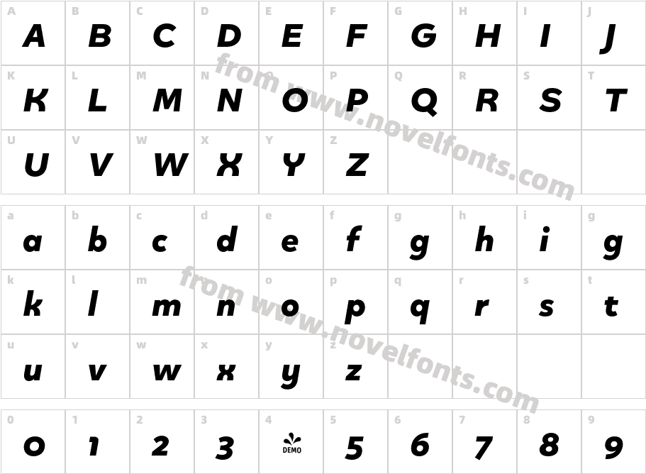 FSP DEMO Quinoa Heavy ItalicCharacter Map