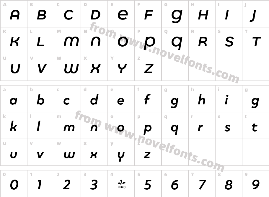 FSP DEMO Quinoa Round Bold ItalicCharacter Map