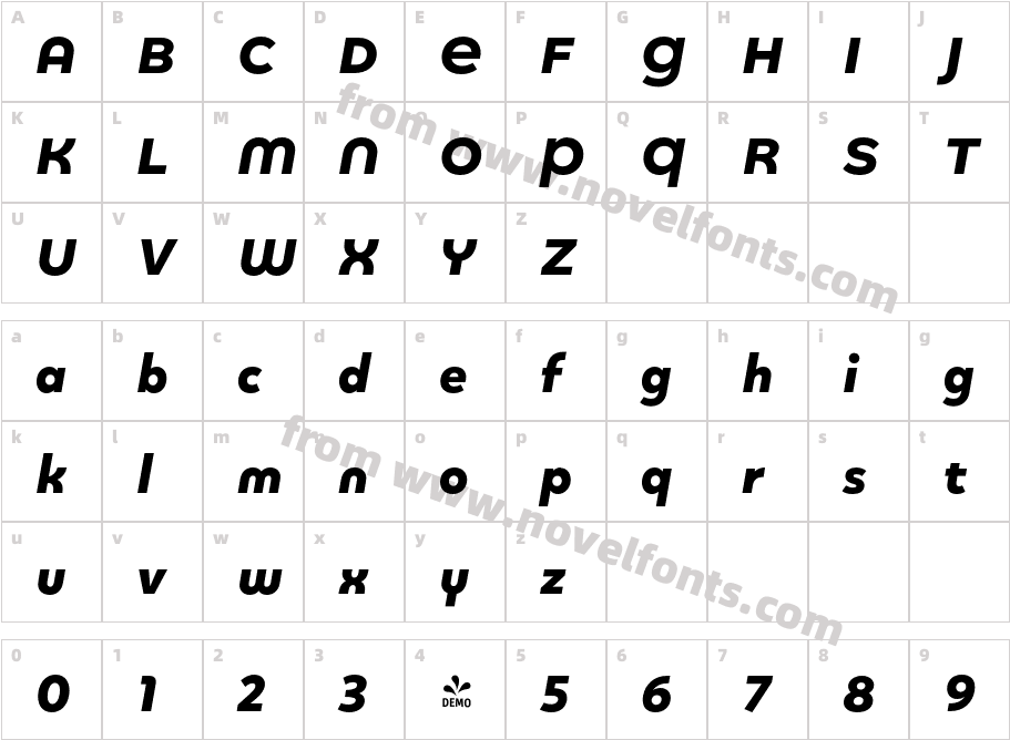 FSP DEMO Quinoa Round Heavy ItalicCharacter Map