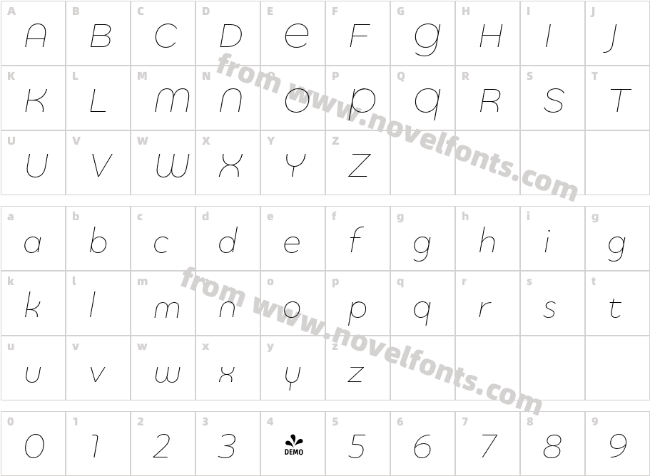 FSP DEMO Quinoa Round Light ItalicCharacter Map