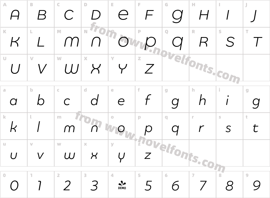 FSP DEMO Quinoa Round Medium ItalicCharacter Map