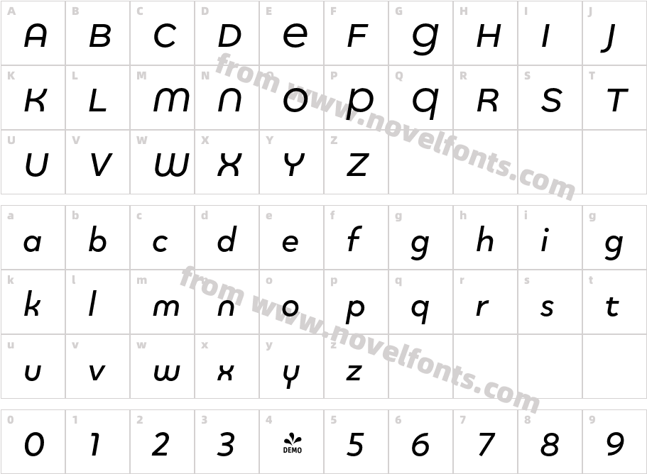 FSP DEMO Quinoa Round Semibold ItalicCharacter Map