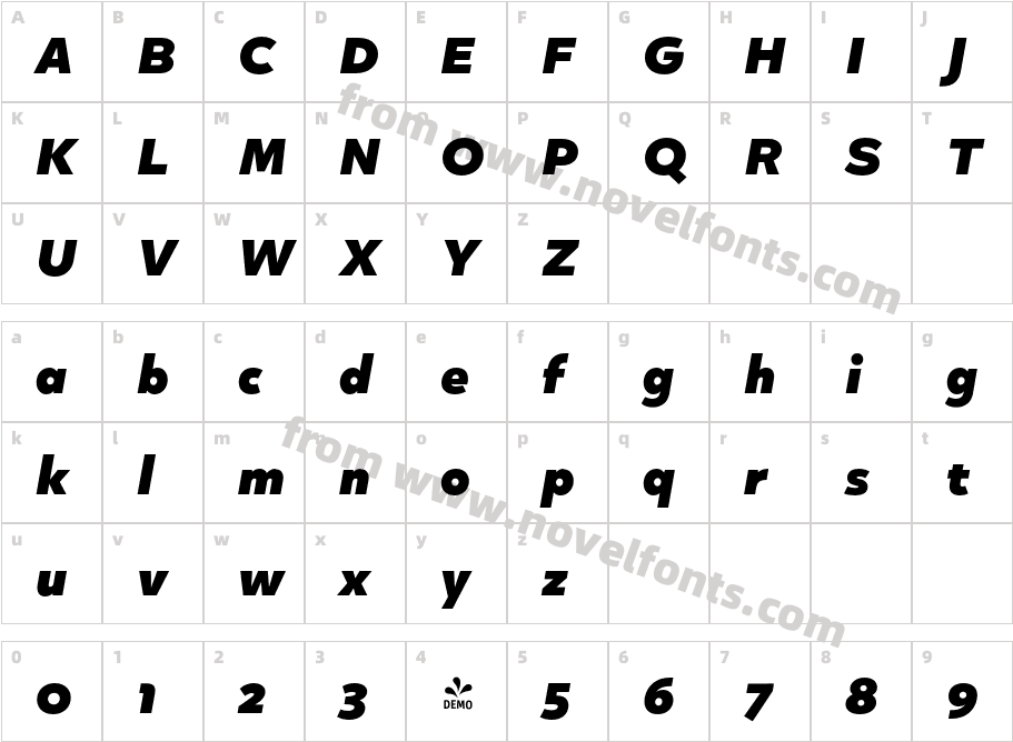 FSP DEMO Quinoa Text Black ItalicCharacter Map