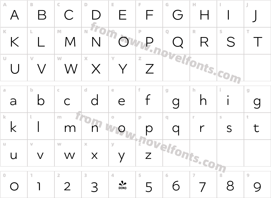 FSP DEMO Quinoa Text Medium RegularCharacter Map