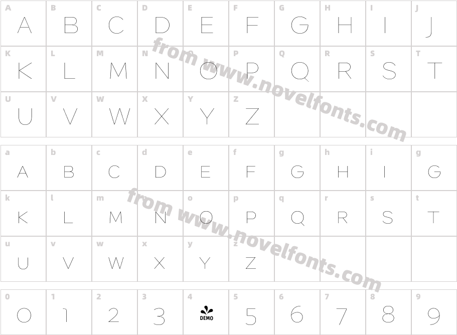 FSP DEMO Quinoa Text SC Thin RegularCharacter Map