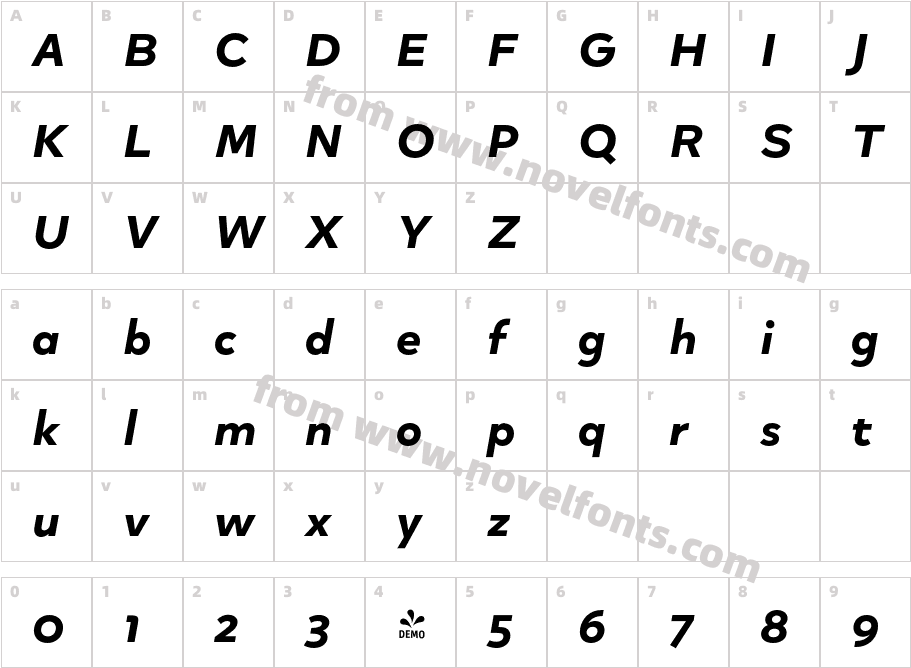 FSP DEMO Quinoa Text Ultrabold ItalicCharacter Map
