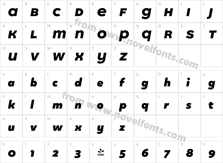 FSP DEMO Quinoa Titling Black ItalicCharacter Map