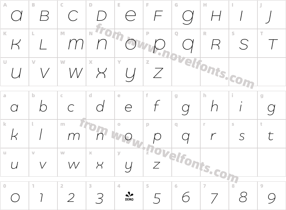 FSP DEMO Quinoa Titling ItalicCharacter Map
