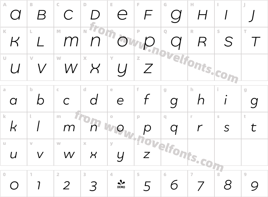 FSP DEMO Quinoa Titling Medium ItalicCharacter Map