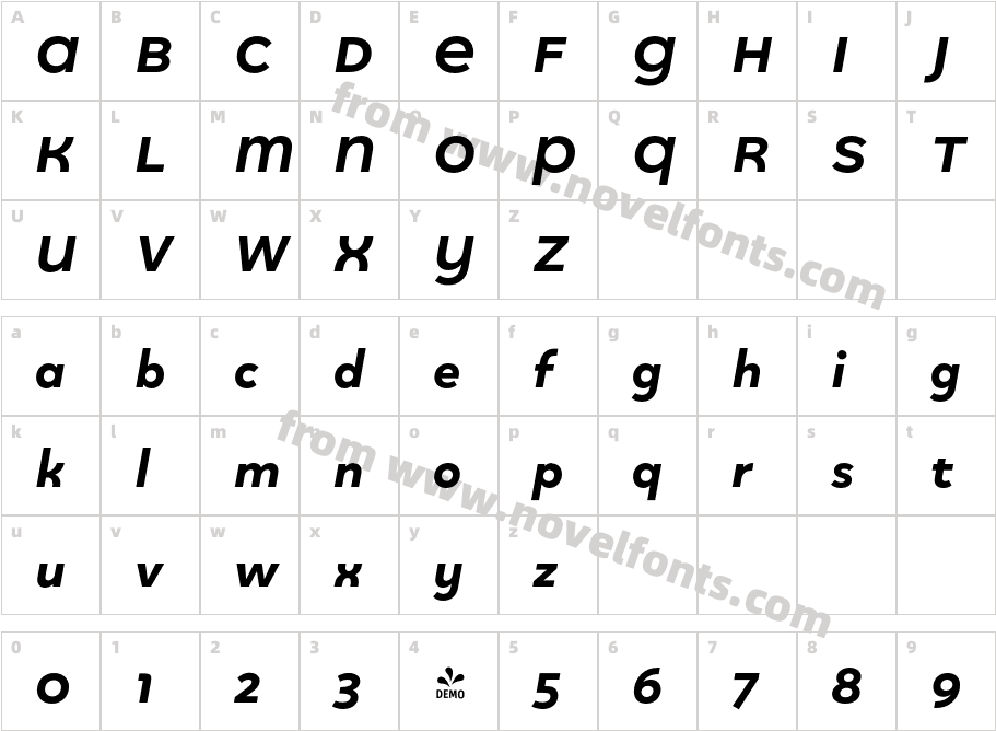 FSP DEMO Quinoa Titling Ultrabold ItalicCharacter Map
