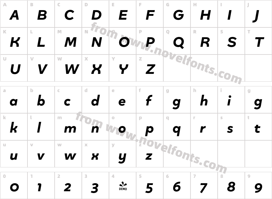 FSP DEMO Quinoa Ultrabold ItalicCharacter Map