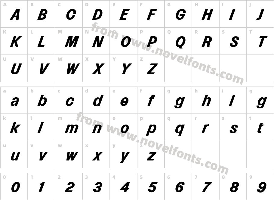 Lowball Neue Bold ItalicCharacter Map