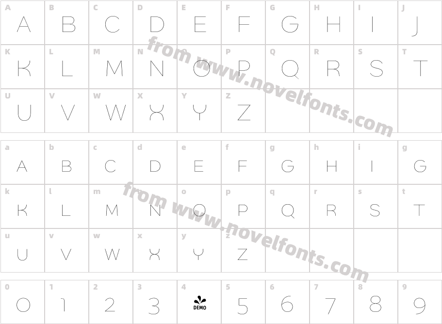 FSP DEMO QuinoaSC Thin RegularCharacter Map