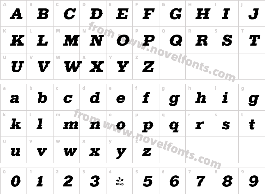 FSP DEMO Ranch Black ItalicCharacter Map