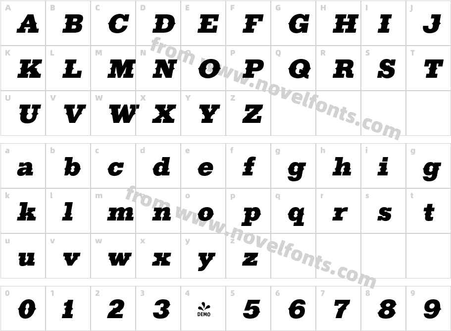 FSP DEMO Ranch Ext Blk ItalicCharacter Map