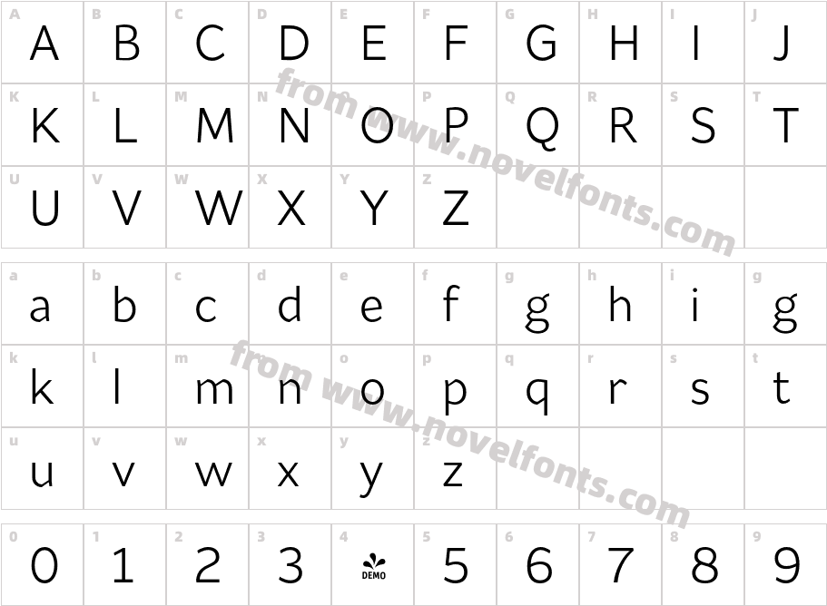 FSP DEMO Range Sans Lt RegularCharacter Map