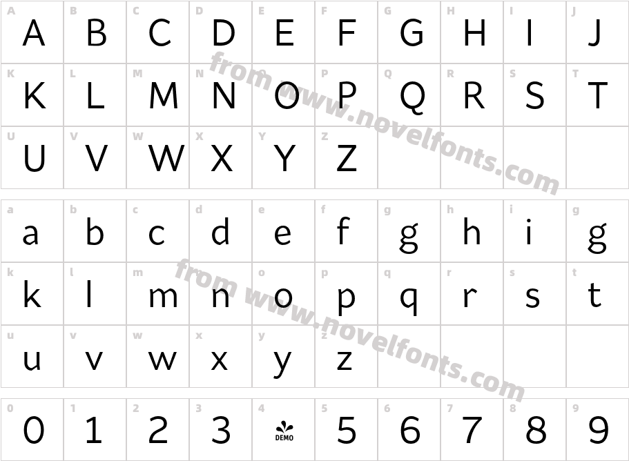 FSP DEMO Range Sans Reg RegularCharacter Map