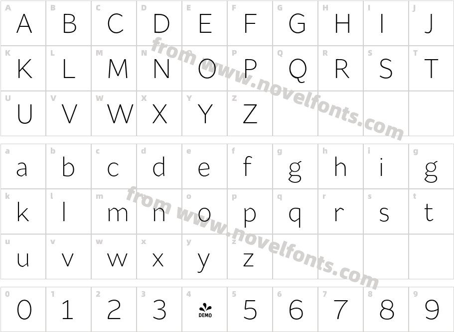FSP DEMO Range Sans Xlt RegularCharacter Map
