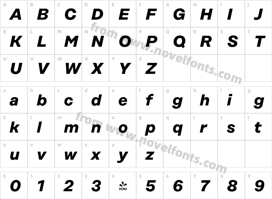 FSP DEMO Rational Display Book Bold ItalicCharacter Map
