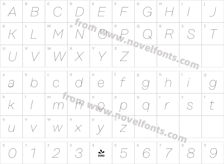 FSP DEMO Rational Display Hairline ItalicCharacter Map