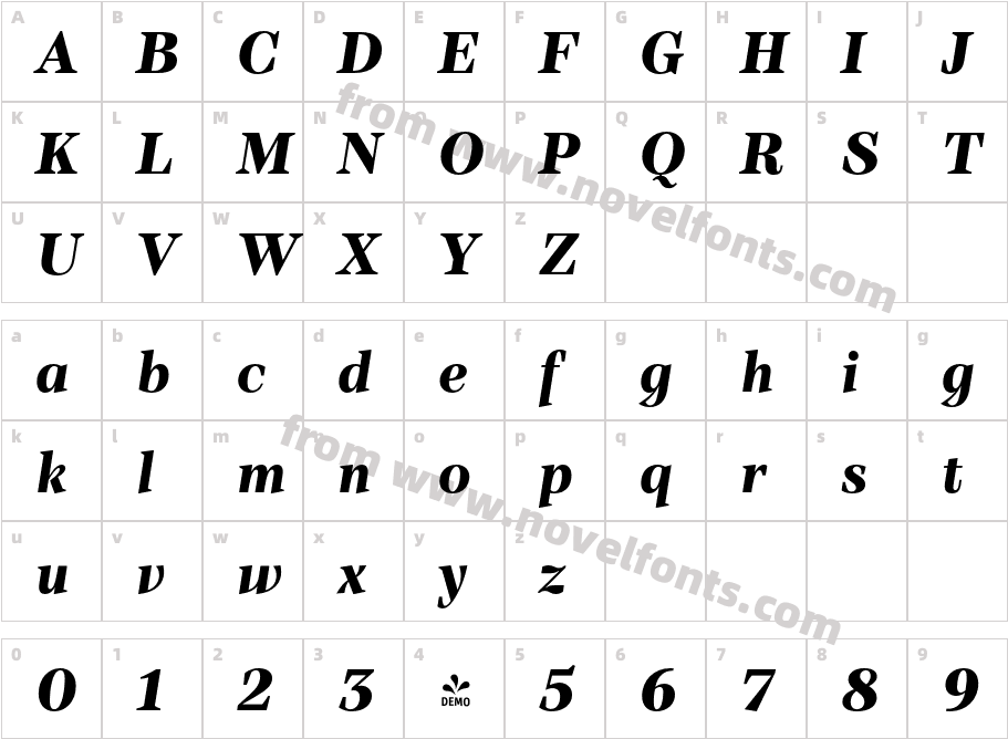 FSP DEMO TT Barrels Demi Bold Bold ItalicCharacter Map
