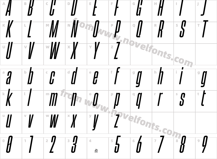 FSP DEMO Tallica ItalicCharacter Map